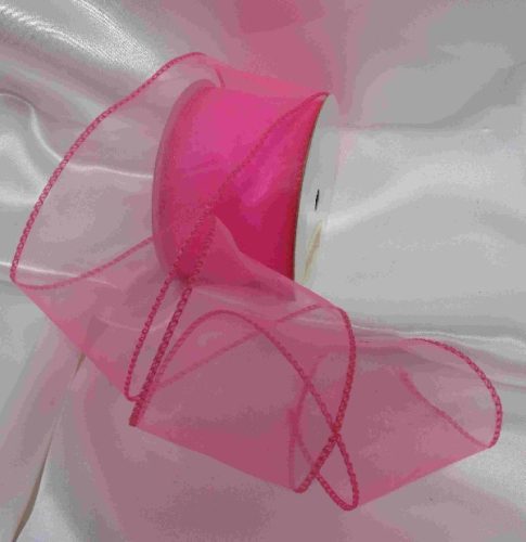 organza szalag drótos széllel (3,8 cm * 10 m)-pink